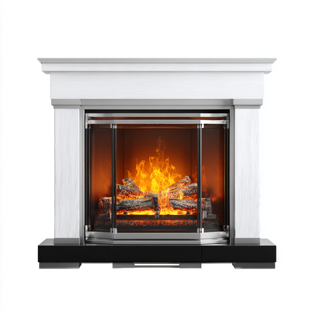 Cheminée électrique décorative blanche 100x32x90 cm - effet flamme réaliste - style classique-Gasolganest