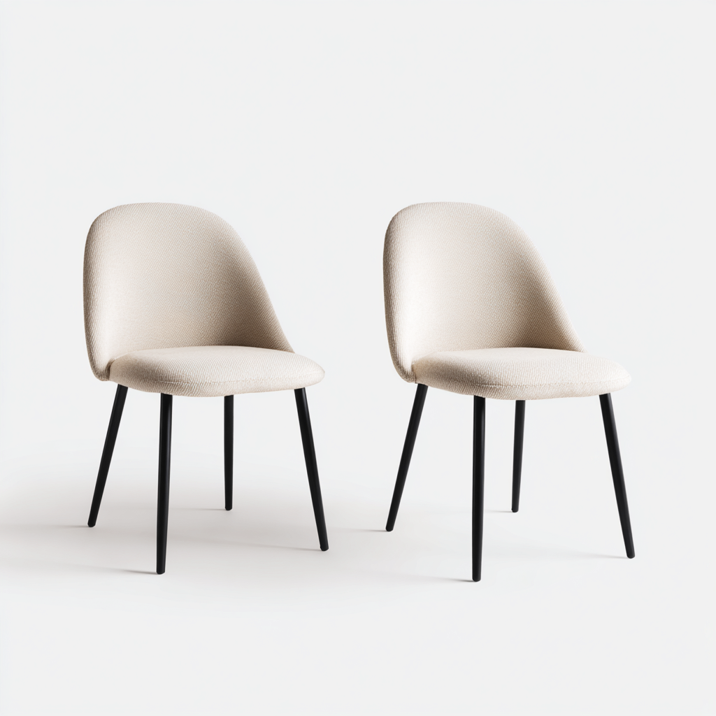 Chaise de salle à manger en tissu 50x55x85 cm - beige-noir - style moderne-Gasolganest