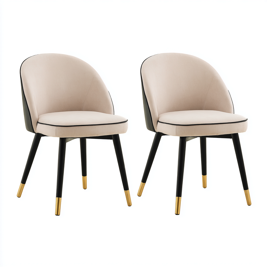 Chaise de salle à manger tissu 50x55x80 cm - beige-noir - design élégant-Gasolganest