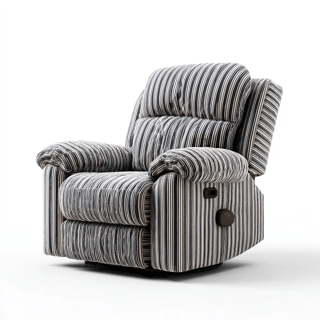 Fauteuil relax en tissu rayé bleu et blanc 90x95x105 cm - Assise confortable - Style contemporain-Gasolganest
