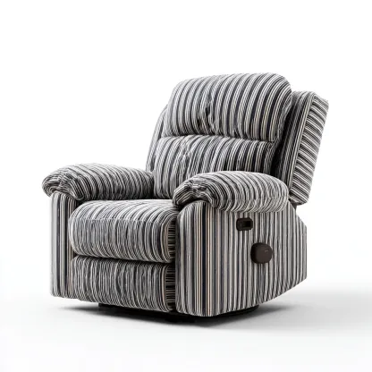 Fauteuil relax en tissu rayé bleu et blanc 90x95x105 cm - Assise confortable - Style contemporain-Gasolganest