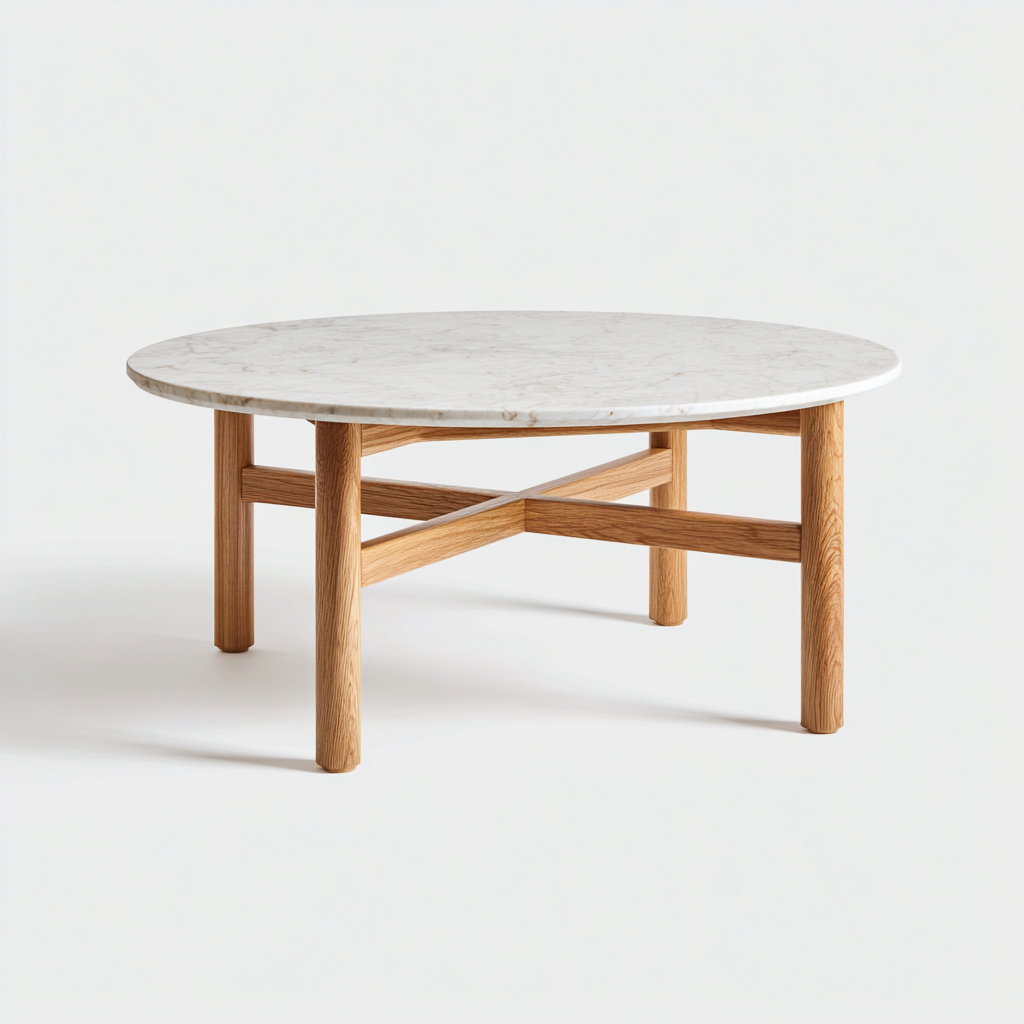 Table de jardin ronde avec plateau en pierre 120x120x75 cm - blanc-naturel - design contemporain pour extérieur-Lavovahome