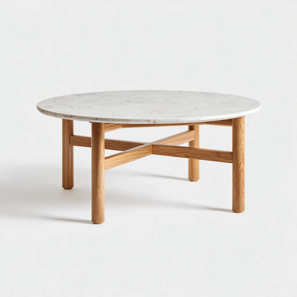 Table de jardin ronde avec plateau en pierre 120x120x75 cm - blanc-naturel - design contemporain pour extérieur-Lavovahome