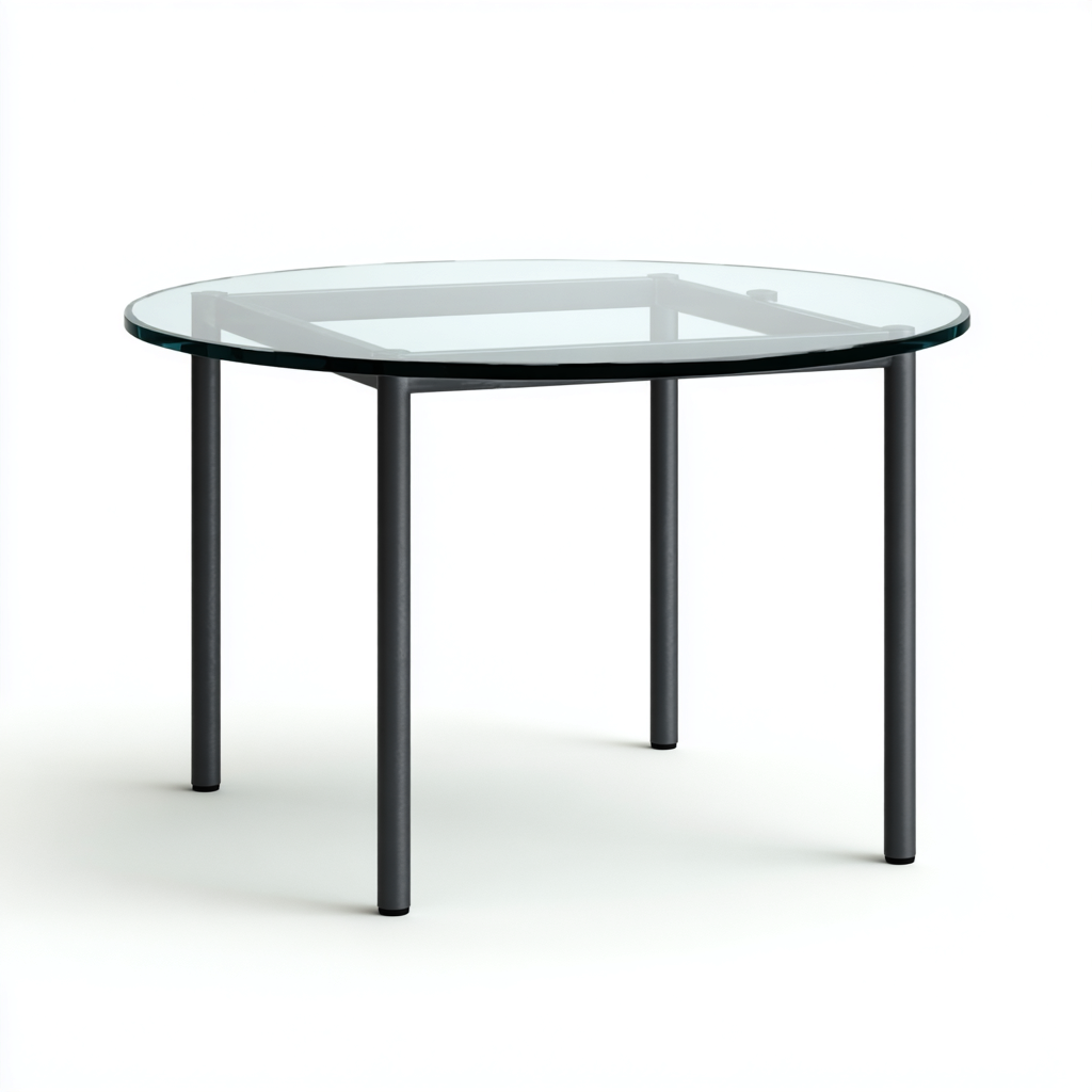 Table de jardin ronde en verre 120x120x75 cm - transparent-noir - style moderne-Lavovahome