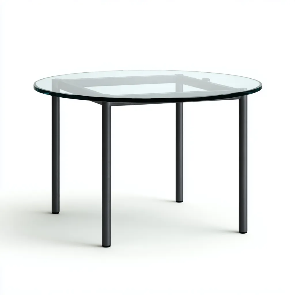 Table de jardin ronde en verre 120x120x75 cm - transparent-noir - style moderne-Lavovahome