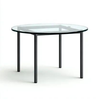 Table de jardin ronde en verre 120x120x75 cm - transparent-noir - style moderne-Lavovahome