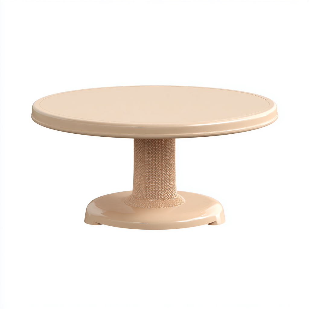 Table de jardin ronde beige 120x120x75 cm - Plateau lisse - Style contemporain-Lavovahome