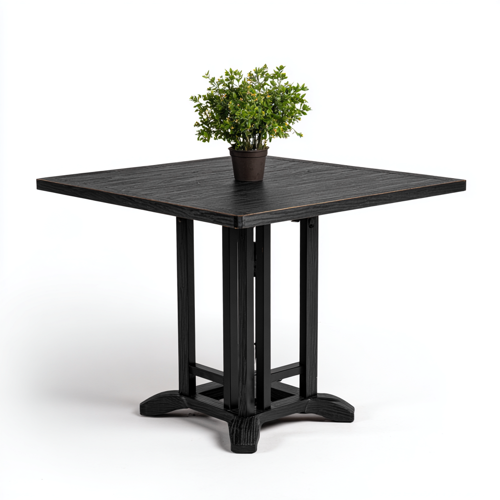 Table de jardin carrée noire 80x80x75 cm - Plateau lisse - Style contemporain-Lavovahome