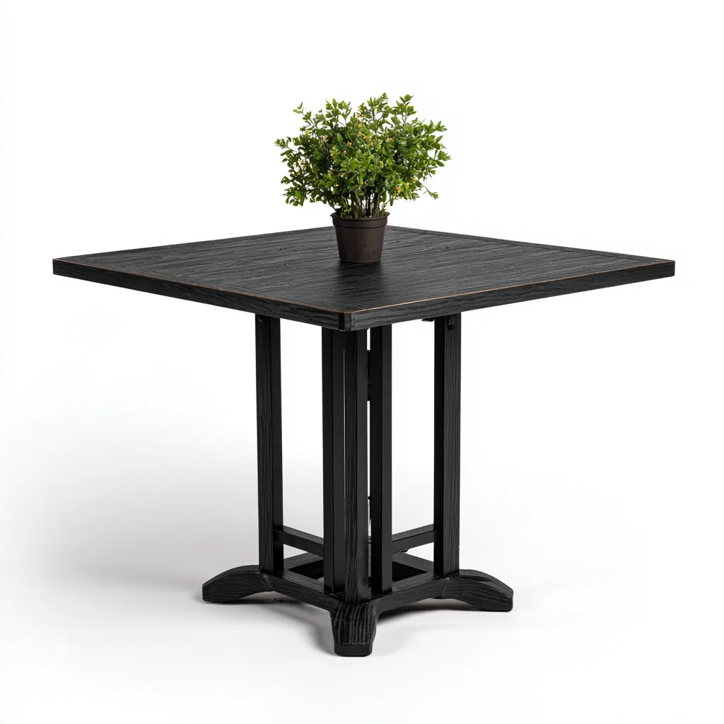 Table de jardin carrée noire 80x80x75 cm - Plateau lisse - Style contemporain-Lavovahome