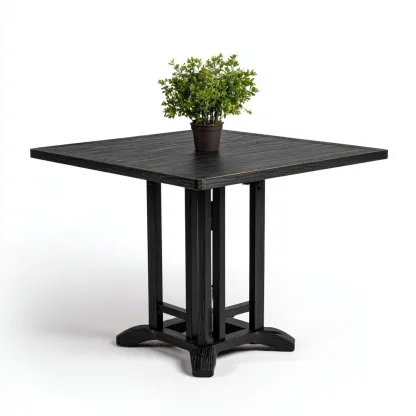 Table de jardin carrée noire 80x80x75 cm - Plateau lisse - Style contemporain-Lavovahome