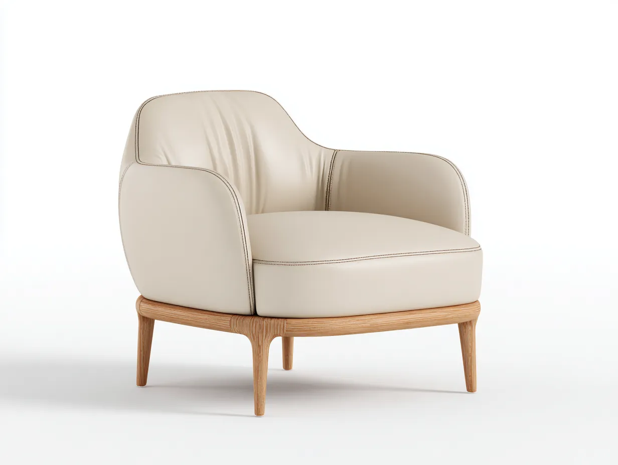 Sessel-Kunstleder-Holz-82x78x80 cm-Beige-Modern Minimal Stil-Jasolsodecor