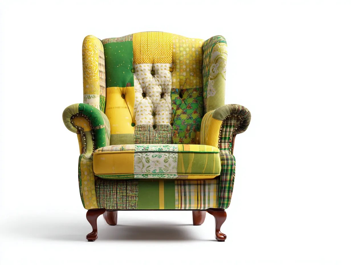 Sessel-Stoff-Holz-90x86x104 cm-Mehrfarbig-Vintage Patchwork Stil-Jasolsodecor