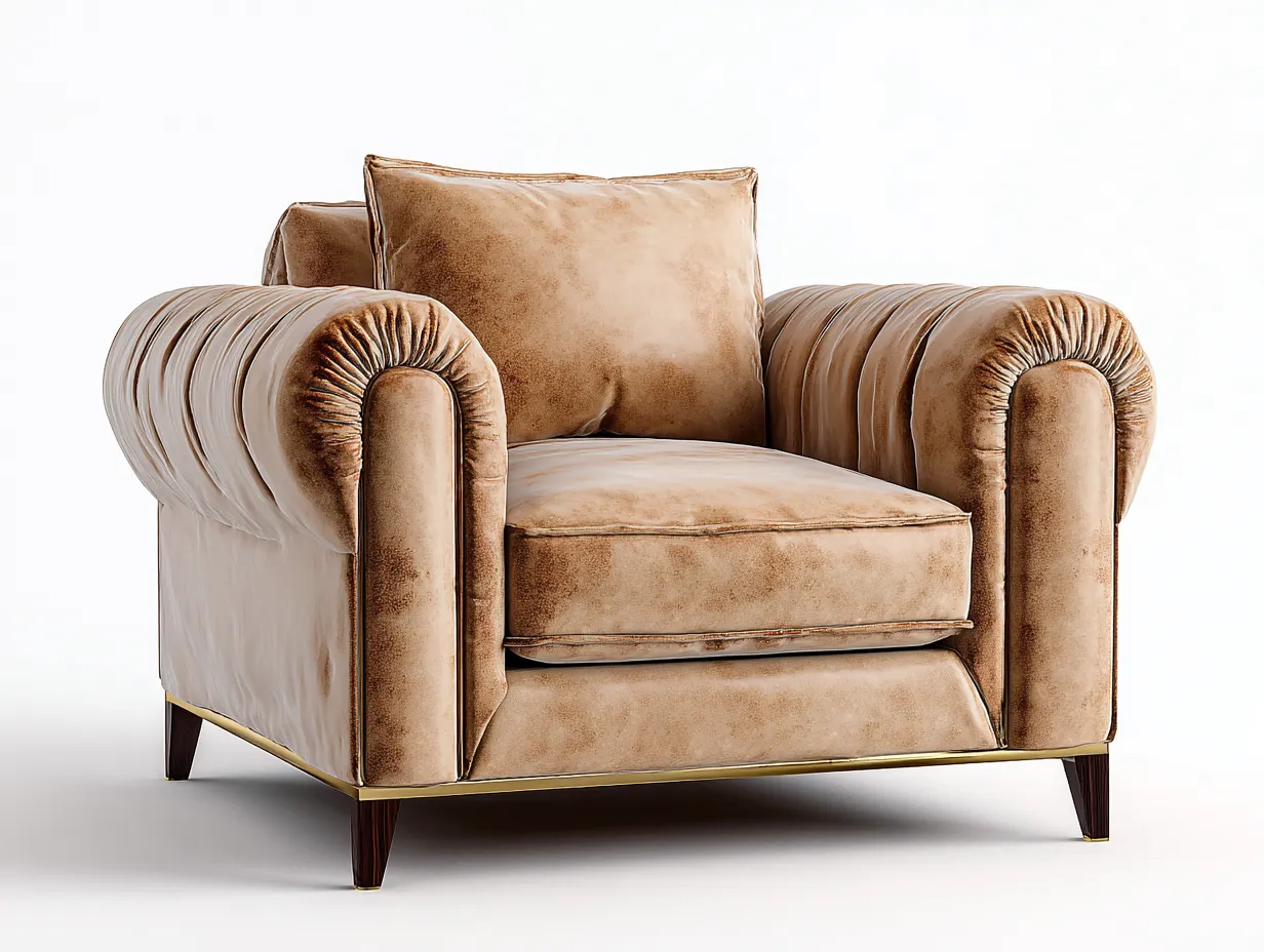 Sessel-Samt-Holz-Metall-92 x 94 x 86 cm-Beige-Modern-Jasolsodecor