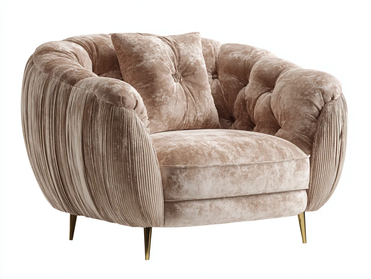 Sessel-Samt-Metall-92x88x76 cm-Beige-Luxus Retro Stil-Jasolsodecor