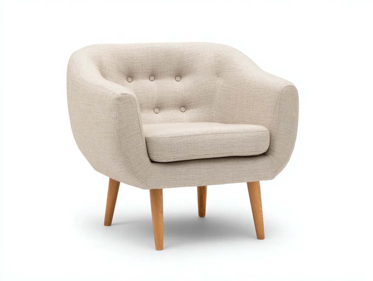 Sessel-Stoff-Holz-76x74x83 cm-Beige-Modern Retro Stil-Jasolsodecor