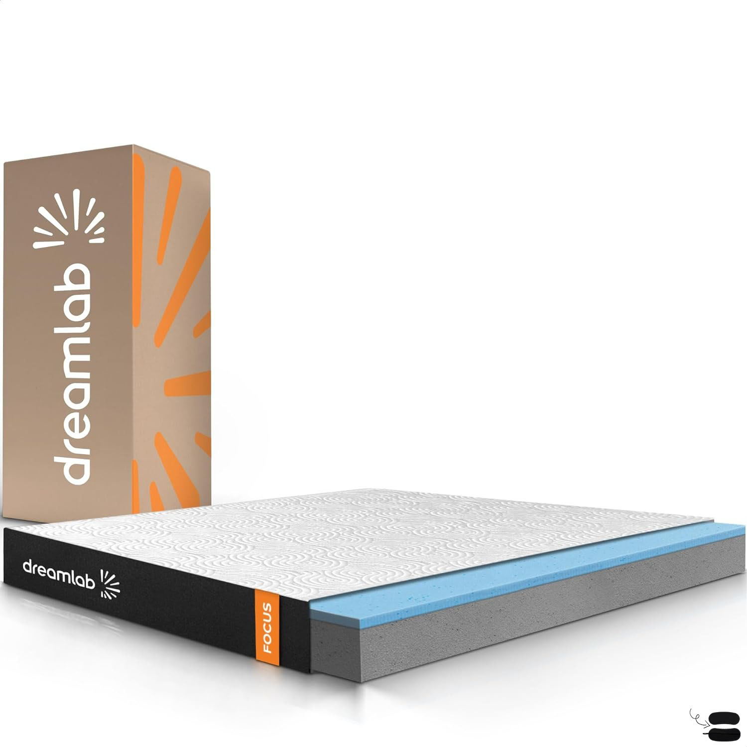 Colchón Dreamlab Polar Hybrid Queen 150x190 cm | Forro polar de tacto frío | Espuma viscoelástica con gel y muelles | Materiales certificados ---------- Parche en el ojo