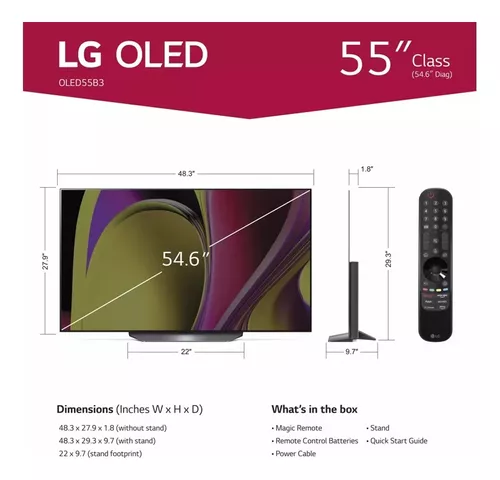 Pantalla LG Oled55b3pua 55 Pulgadas Smart Tv 4k Uhd Webos (Reacondicionado)