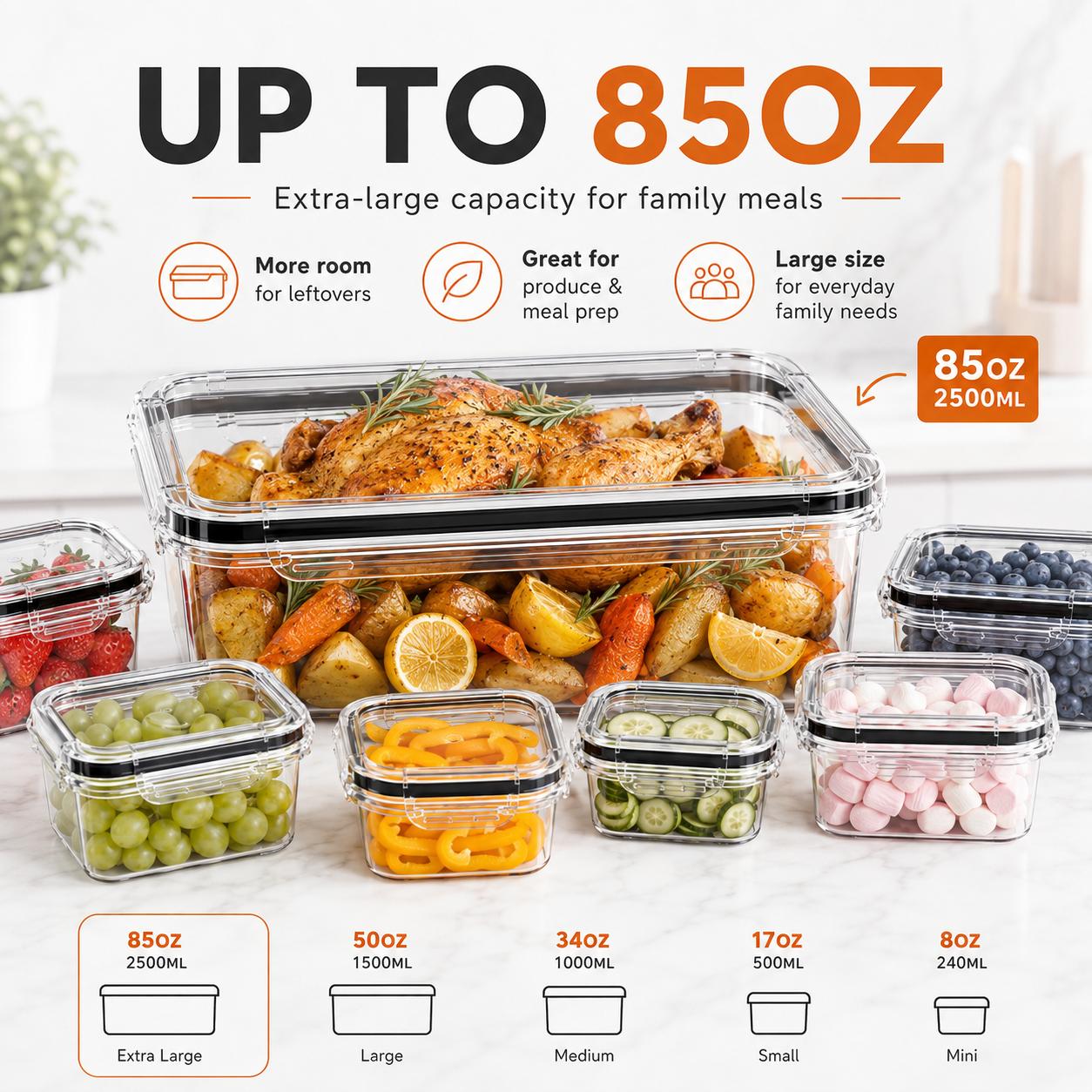 AISOON 50 PCS Food Storage Containers with Lids, 25 Pack Airtight Leakproof Meal Prep Containers, BPA-Free Reusable Clear Plastic Snack Boxes, Microwave Safe Kitchen Fridge Storage Organizer AISOON 50 PCS Food Storage Containers with Lids, 25 Pack Airtight Leakproof Meal Prep Containers, BPA-Free Reusable Clear Plastic Snack Boxes, Microwave Safe Kitchen Fridge Storage Organizer