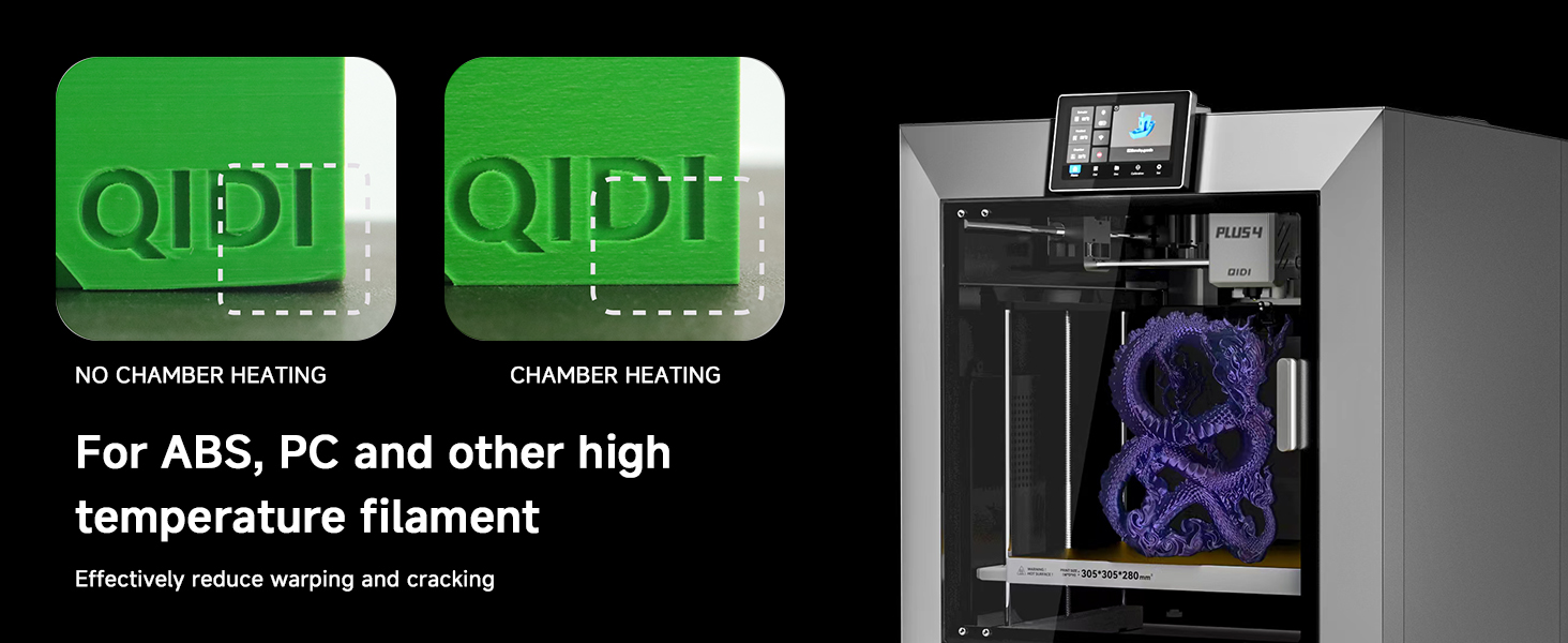 For ABS, PC and other high temperature filament