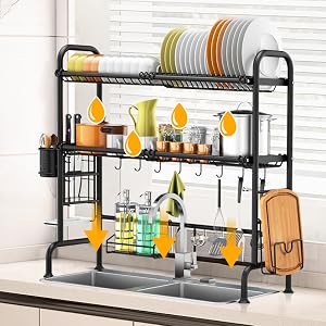 Estante de secado de platos de 2 niveles