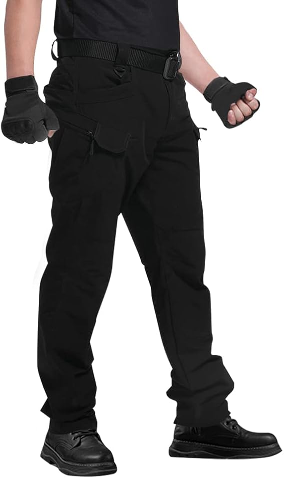Juego de 3 piezas🔥Pantalónes Tácticos para Hombre, Pantalónes Cargo Hombre Pantalones de Trabajo Múltiples Bolsillos con Cierre Elásticos Ajuste Relajado