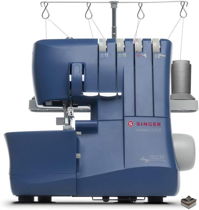 Máquina de coser overlock SINGER S0230 con kit de accesorios – Estructura resistente – 1300 puntadas por minuto – 4 hilos – Alimentación diferencial – Confección de placas de corte