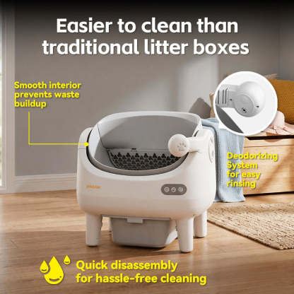 POKPAW Arenero Automático para Gatos 82L con Autolimpieza, Caja de Arena Inteligente WiFi, Depósito de Desechos 10L, Hasta 7 Días sin Limpiar