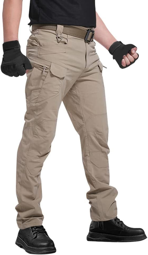 Juego de 3 piezas🔥Pantalónes Tácticos para Hombre, Pantalónes Cargo Hombre Pantalones de Trabajo Múltiples Bolsillos con Cierre Elásticos Ajuste Relajado