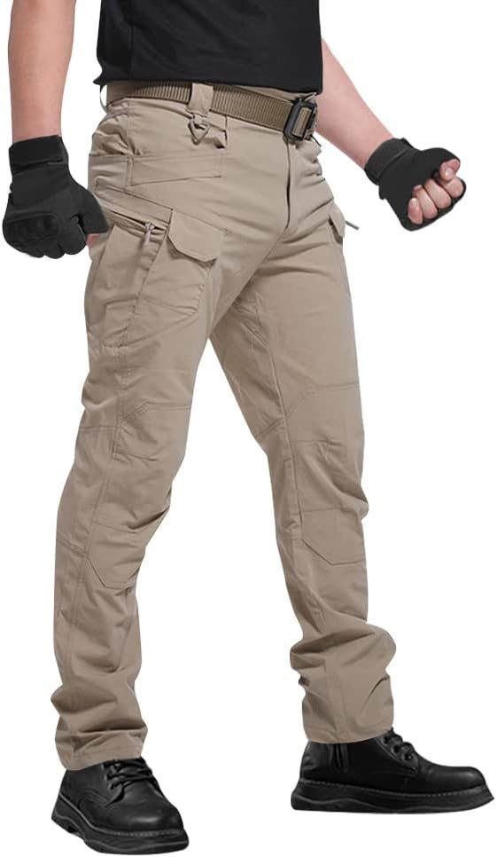 Juego de 3 piezas🔥Pantalónes Tácticos para Hombre, Pantalónes Cargo Hombre Pantalones de Trabajo Múltiples Bolsillos con Cierre Elásticos Ajuste Relajado