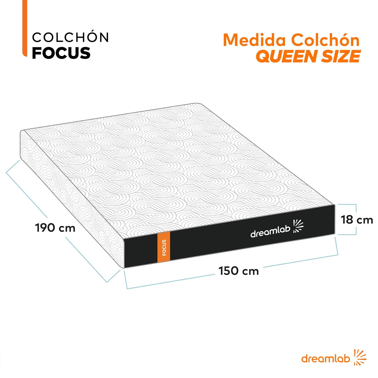 Colchón Dreamlab Polar Hybrid Queen 150x190 cm | Forro polar de tacto frío | Espuma viscoelástica con gel y muelles | Materiales certificados ---------- Parche en el ojo