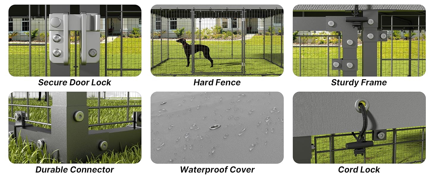 Secure Door Lock;Hard Fence;Sturdy Frame;Durable Connector;Waterproof Cover;Cord Lock