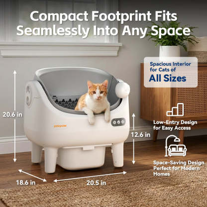 POKPAW Arenero Automático para Gatos 82L con Autolimpieza, Caja de Arena Inteligente WiFi, Depósito de Desechos 10L, Hasta 7 Días sin Limpiar