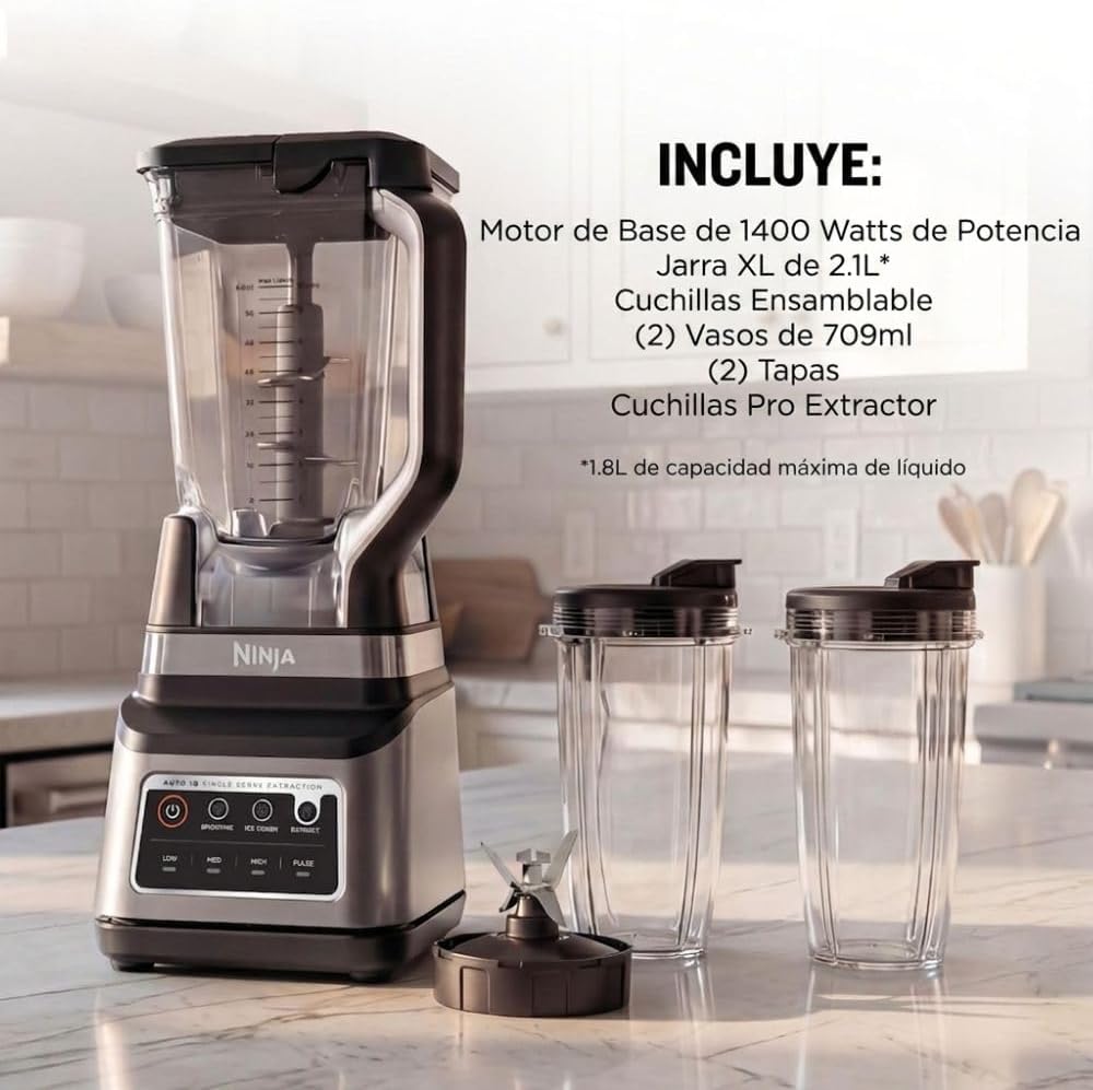  Licuadora Profesional Plus DUO 1400W Jarra 2.1L + 2 Vasos 