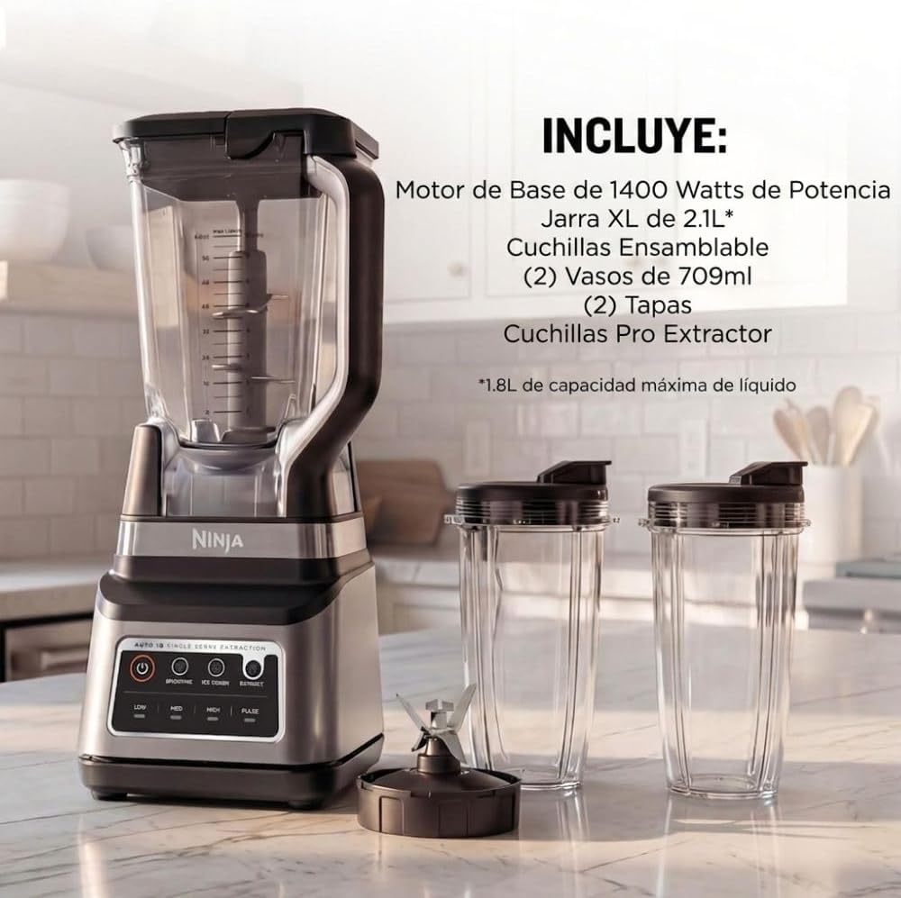  Licuadora Profesional Plus DUO 1400W Jarra 2.1L + 2 Vasos 