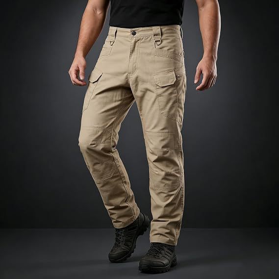 Juego de 3 piezas🔥Pantalónes Tácticos para Hombre, Pantalónes Cargo Hombre Pantalones de Trabajo Múltiples Bolsillos con Cierre Elásticos Ajuste Relajado