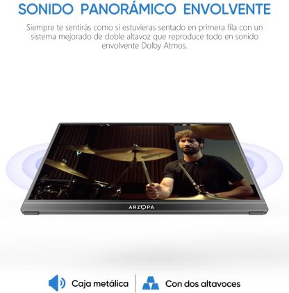 Monitor Portátil, 15.6'' 1080P FHD Monitor Portátil USB C HDMI Pantalla de Ordenador HDR Cuidado de los Ojos Pantalla Externa c/Tapa Inteligente para PC Mac Teléfono Xbox Switch PS5 - S1 Table