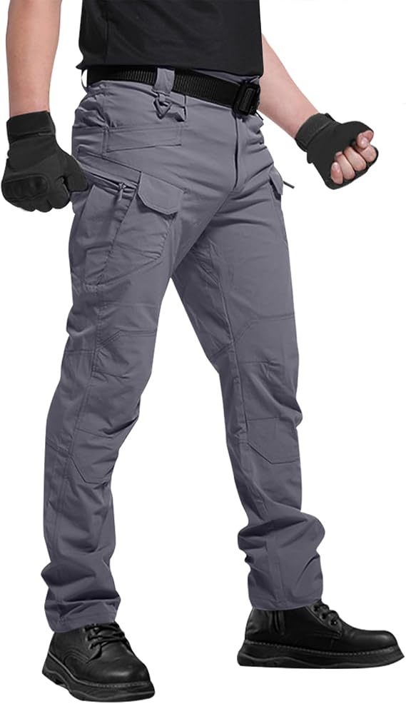 Juego de 3 piezas🔥Pantalónes Tácticos para Hombre, Pantalónes Cargo Hombre Pantalones de Trabajo Múltiples Bolsillos con Cierre Elásticos Ajuste Relajado