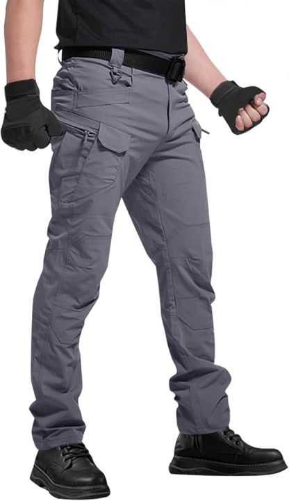 Juego de 3 piezas🔥Pantalónes Tácticos para Hombre, Pantalónes Cargo Hombre Pantalones de Trabajo Múltiples Bolsillos con Cierre Elásticos Ajuste Relajado
