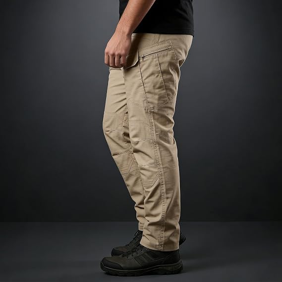Juego de 3 piezas🔥Pantalónes Tácticos para Hombre, Pantalónes Cargo Hombre Pantalones de Trabajo Múltiples Bolsillos con Cierre Elásticos Ajuste Relajado