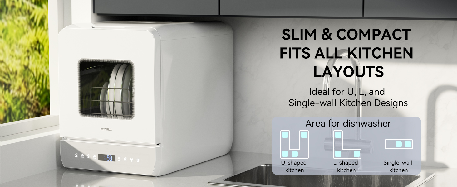 Hermitlux Slim Size Countertop Dishwasher