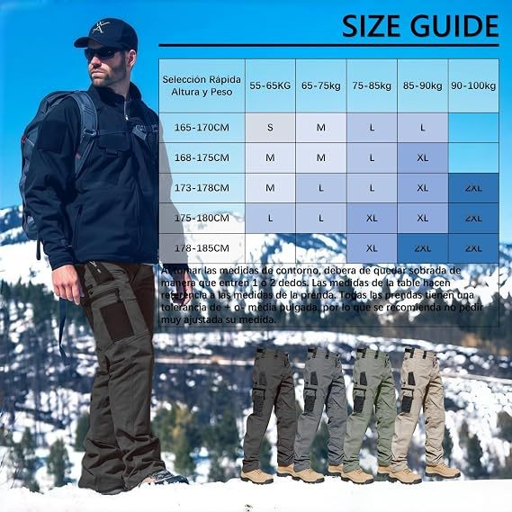Pantalones de Exterior para Hombres, Pantalones de Cargo Tácticos, Pantalones Cargo Multibolsillos, Tejido Ripstop, Velocidad Impermeable y Seca, Adecuado para Senderismo, Ocio al Aire Libre.