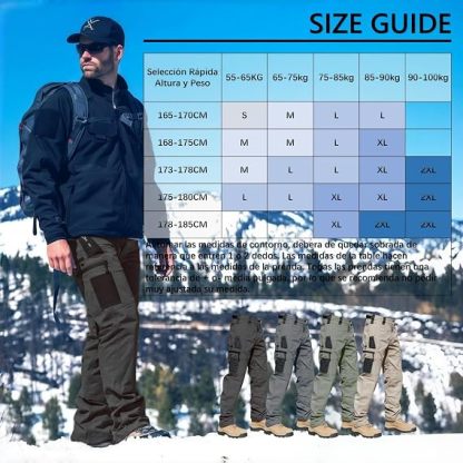 Pantalones de Exterior para Hombres, Pantalones de Cargo Tácticos, Pantalones Cargo Multibolsillos, Tejido Ripstop, Velocidad Impermeable y Seca, Adecuado para Senderismo, Ocio al Aire Libre.