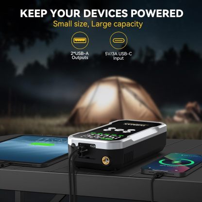 Arrancador de auto, arrancador de auto de 6000A con compresor de aire, paquete de arranque de 150PSI (6,0 Gas/3,8L Diesel), arrancador de batería de 12V con pantalla, cables de puente inteligentes, 2