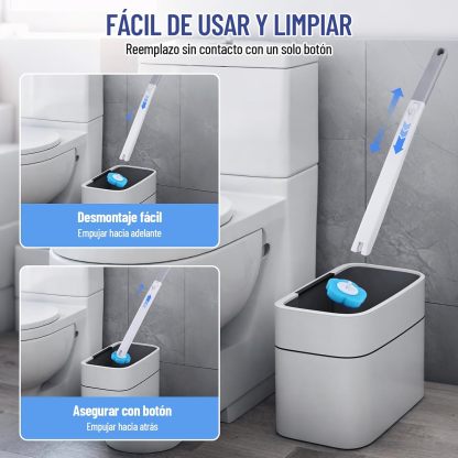 Juego de Cepillo de Inodoro Deshechable, Escobilla para Inodoro Desechable Trae Tu Propia Solución Limpiadora, con 48 Cabezales de Repuesto y Portacepillos de Almacenaje, 2 Ganchos, Limpieza de Baño