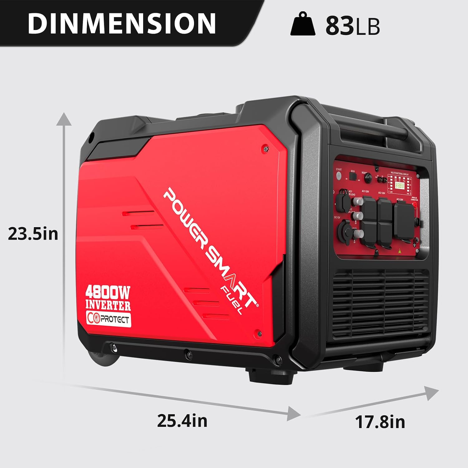 Generador inversor portátil de 4800 vatios con arranque eléctrico, protección de CO, silencioso, 30 amperios para RV-Ready