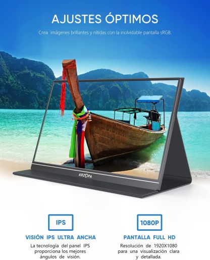 Monitor Portátil, 15.6'' 1080P FHD Monitor Portátil USB C HDMI Pantalla de Ordenador HDR Cuidado de los Ojos Pantalla Externa c/Tapa Inteligente para PC Mac Teléfono Xbox Switch PS5 - S1 Table