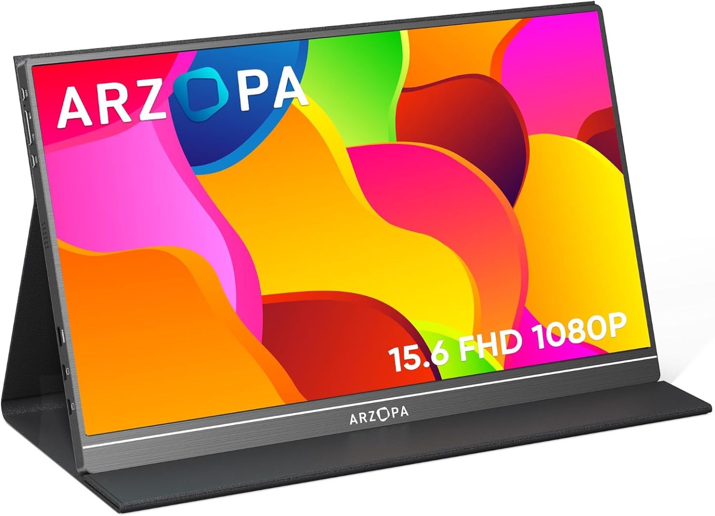 Monitor Portátil, 15.6'' 1080P FHD Monitor Portátil USB C HDMI Pantalla de Ordenador HDR Cuidado de los Ojos Pantalla Externa c/Tapa Inteligente para PC Mac Teléfono Xbox Switch PS5 - S1 Table