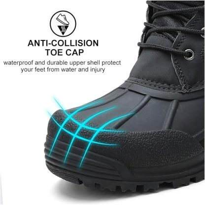 Botas de nieve impermeables con cordones aislantes para hombre, Lienzo Negro/02, 10