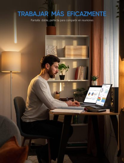 Monitor Portátil, 15.6'' 1080P FHD Monitor Portátil USB C HDMI Pantalla de Ordenador HDR Cuidado de los Ojos Pantalla Externa c/Tapa Inteligente para PC Mac Teléfono Xbox Switch PS5 - S1 Table