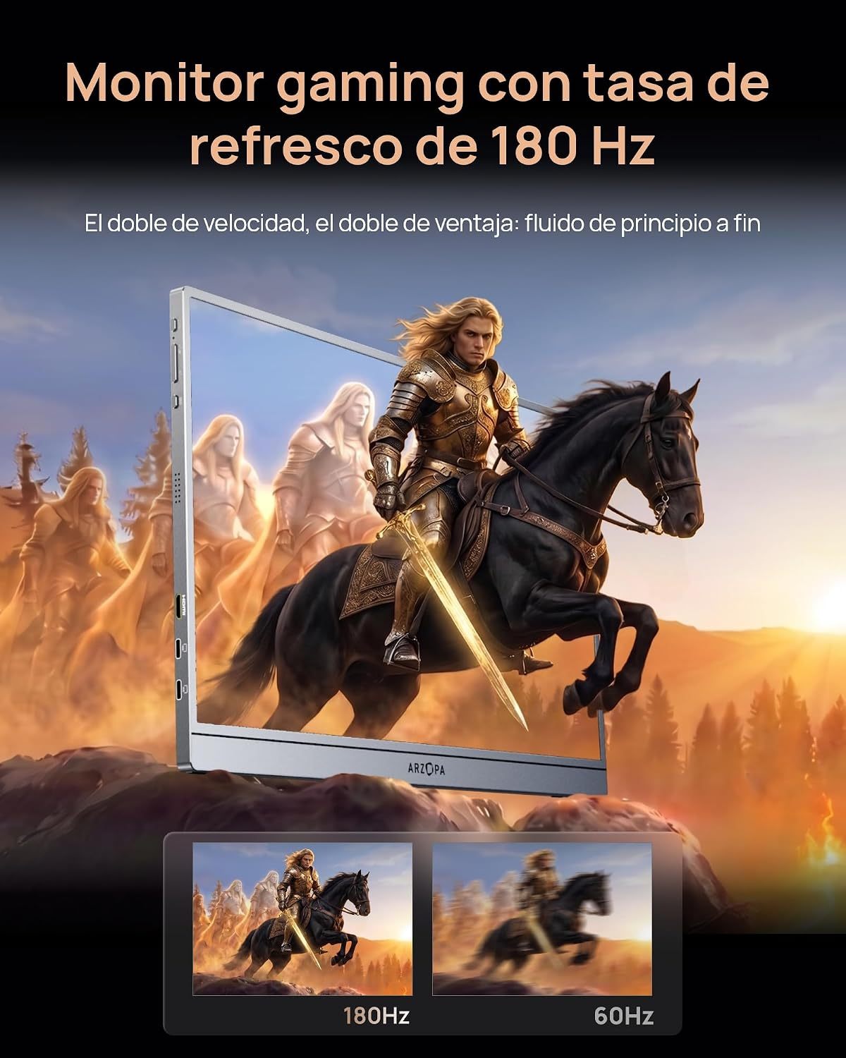 ARZOPA Monitor portátil Z3FC de 16.1" con Soporte de Barra única - Z3FC
